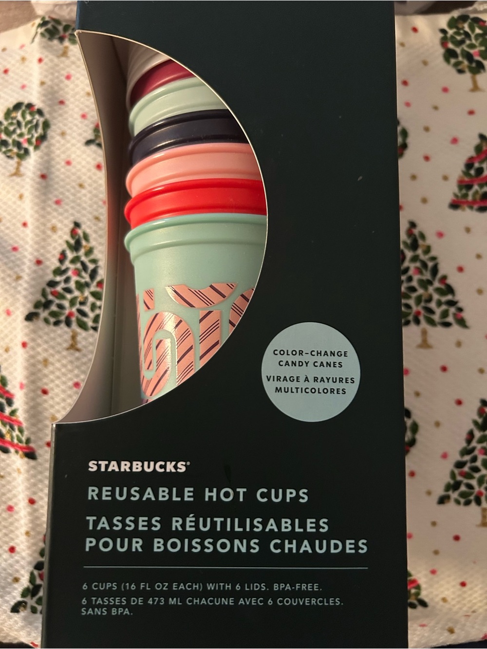 Starbucks Color-Change Candy Cane Reusable Cups 6 Cups